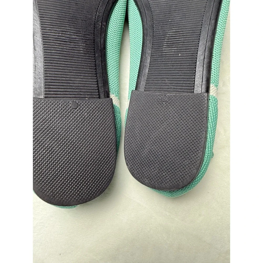 Mint Green Pointed Toe Knit Flats White Trim Slip On Shoes Size 42 Rothy's Dupe